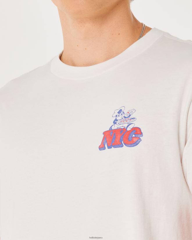 educación física Hollister camiseta gráfica de pizza de Nueva York blanquecino 086N62846 hombres tapas