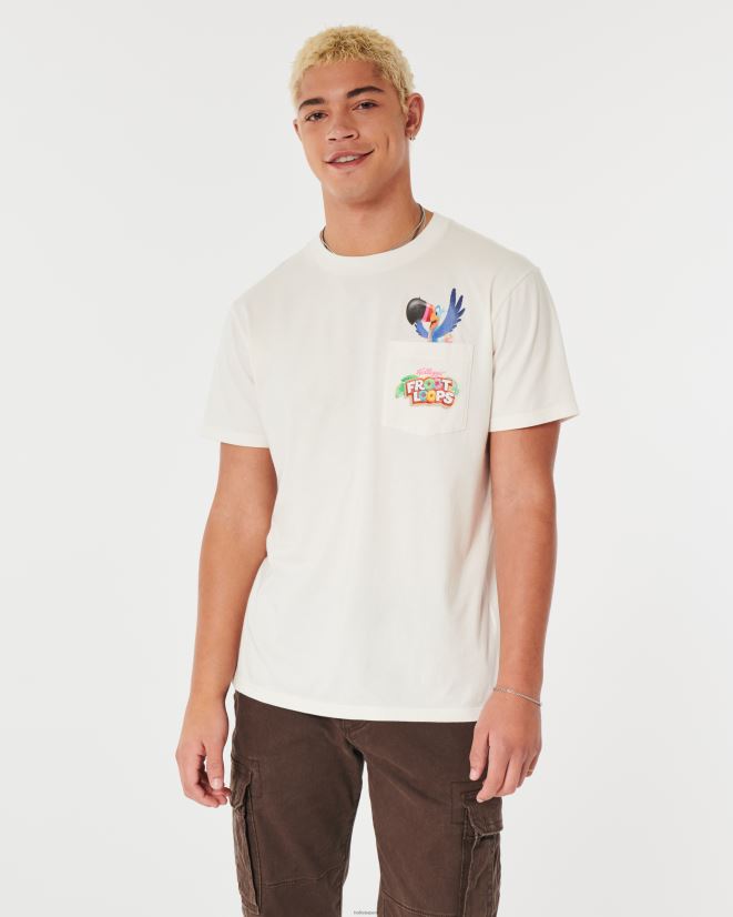 educación física Hollister camiseta holgada con estampado de froot loops Cereal blanquecino 086N62939 hombres tapas