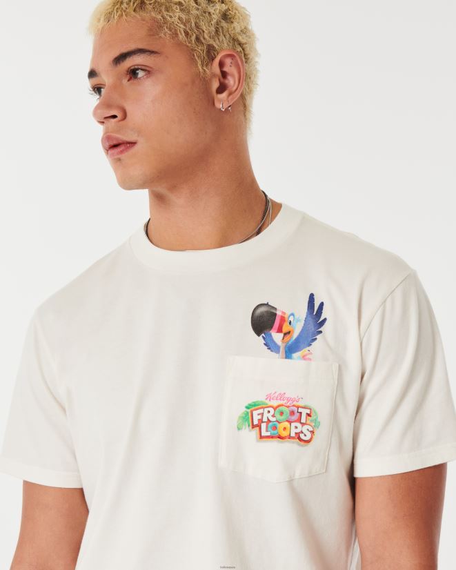 educación física Hollister camiseta holgada con estampado de froot loops Cereal blanquecino 086N62939 hombres tapas