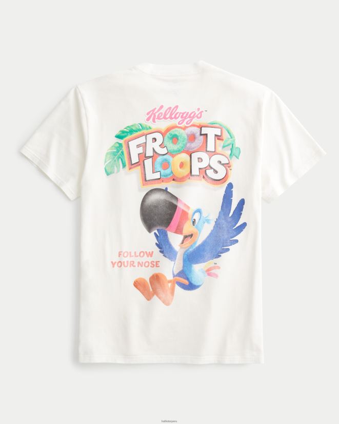 educación física Hollister camiseta holgada con estampado de froot loops Cereal blanquecino 086N62939 hombres tapas