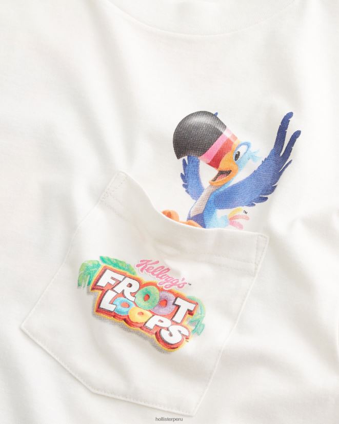 educación física Hollister camiseta holgada con estampado de froot loops Cereal blanquecino 086N62939 hombres tapas