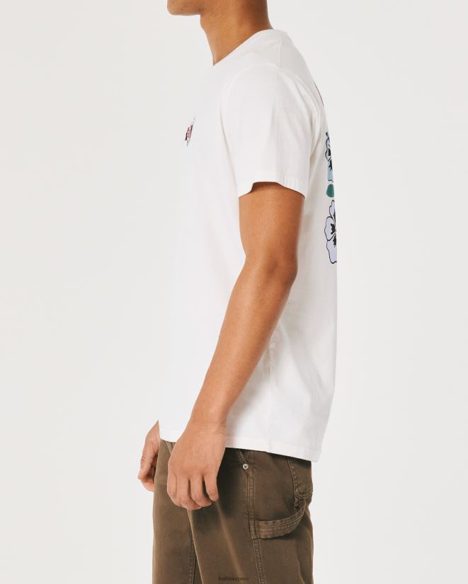 educación física Hollister camiseta holgada con estampado floral y logo blanquecino 086N62972 hombres tapas