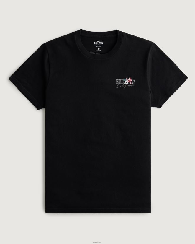 educación física Hollister camiseta holgada con estampado floral y logo negro 086N62875 hombres tapas