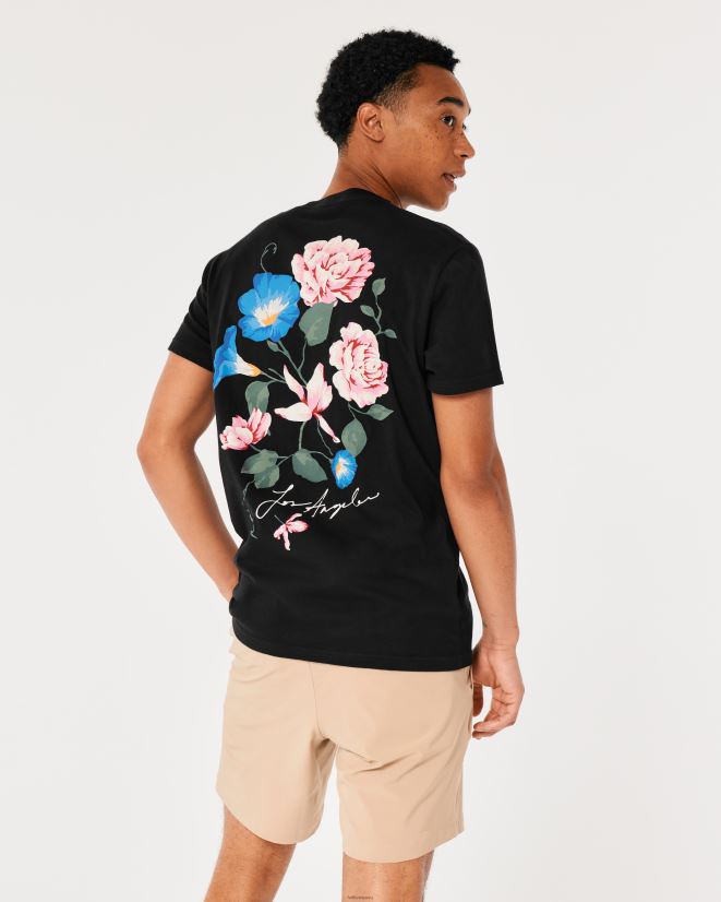 educación física Hollister camiseta holgada con estampado floral y logo negro 086N62875 hombres tapas