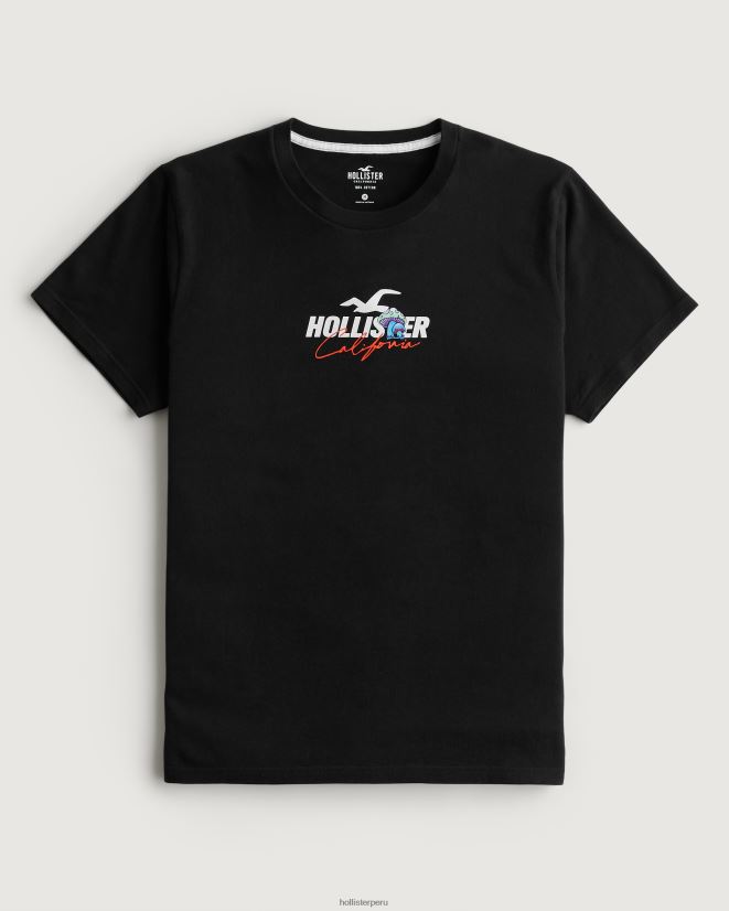educación física Hollister camiseta holgada con gráfico de hongo negro 086N62874 hombres tapas