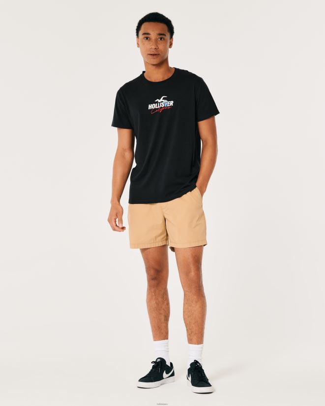 educación física Hollister camiseta holgada con gráfico de hongo negro 086N62874 hombres tapas