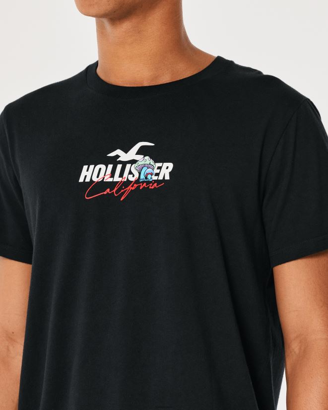 educación física Hollister camiseta holgada con gráfico de hongo negro 086N62874 hombres tapas