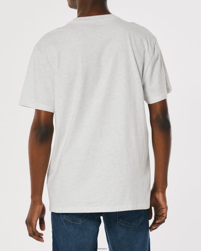 educación física Hollister camiseta holgada con gráfico del logo del equipo universitario gris jaspeado claro 086N621078 hombres tapas