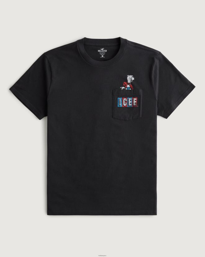 educación física Hollister camiseta holgada con gráfico icee hielo negro 086N62849 hombres tapas
