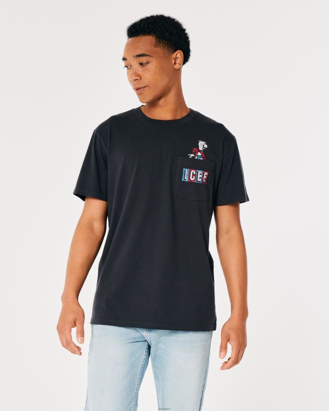 educación física Hollister camiseta holgada con gráfico icee hielo negro 086N62849 hombres tapas