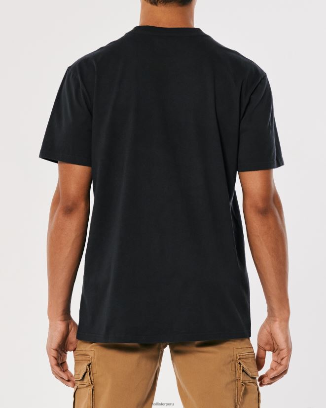 educación física Hollister camiseta relajada con gráfico de los nuggets de denver negro desteñido 086N621023 hombres tapas
