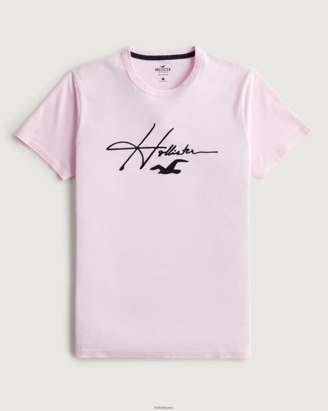 educación física Hollister playera con estampado del logo de la firma Rosa claro 086N621022 hombres tapas