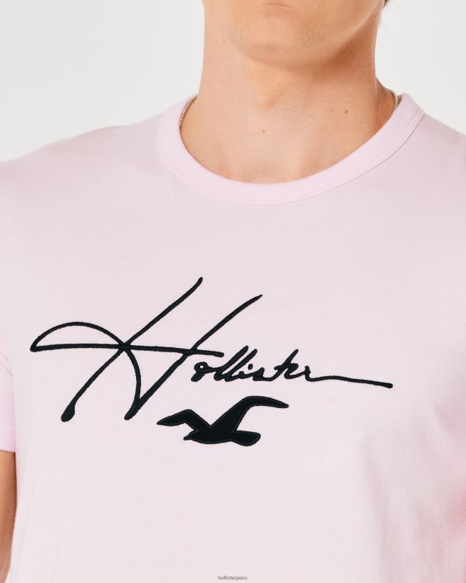 educación física Hollister playera con estampado del logo de la firma Rosa claro 086N621022 hombres tapas