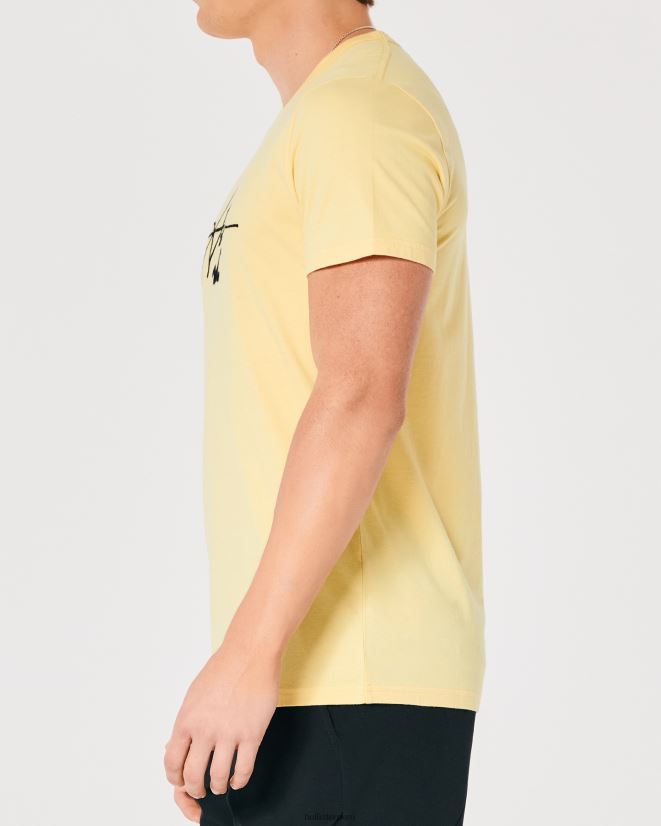 educación física Hollister playera con estampado del logo de la firma amarillo 086N62995 hombres tapas