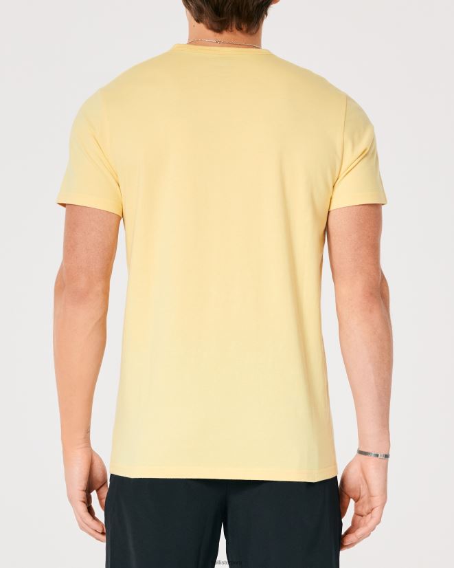 educación física Hollister playera con estampado del logo de la firma amarillo 086N62995 hombres tapas
