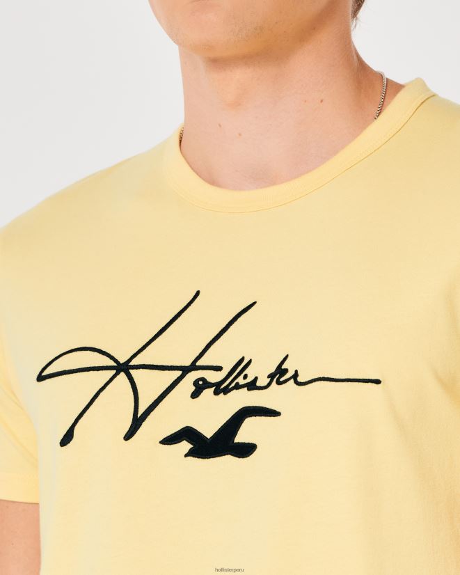 educación física Hollister playera con estampado del logo de la firma amarillo 086N62995 hombres tapas