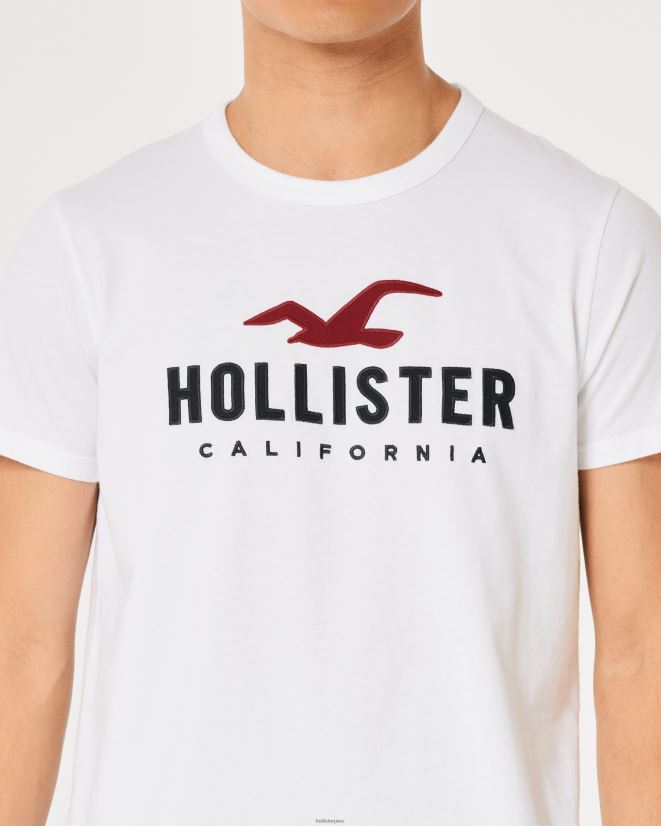 educación física Hollister playera con estampado del logo de la firma azul jaspeado claro 086N62982 hombres tapas