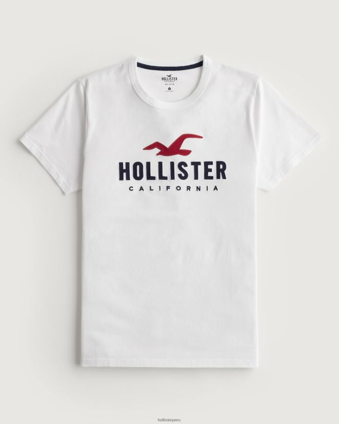 educación física Hollister playera con estampado del logo de la firma azul jaspeado claro 086N62982 hombres tapas