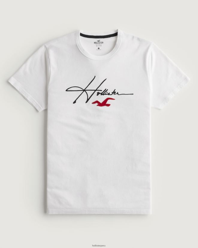 educación física Hollister playera con estampado del logo de la firma firma blanca 086N62851 hombres tapas