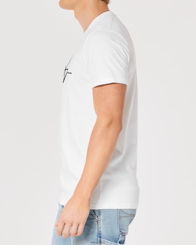 educación física Hollister playera con estampado del logo de la firma firma blanca 086N62851 hombres tapas