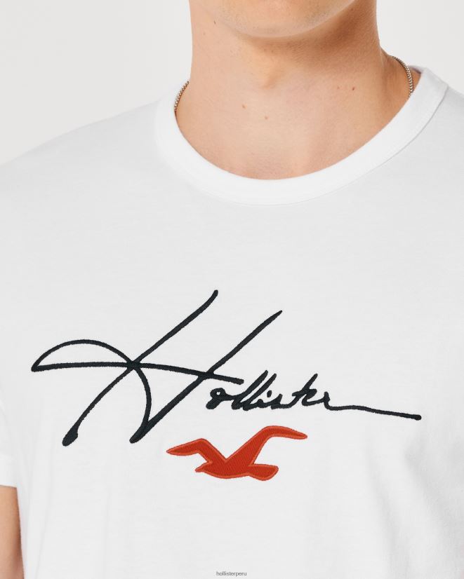 educación física Hollister playera con estampado del logo de la firma firma blanca 086N62851 hombres tapas
