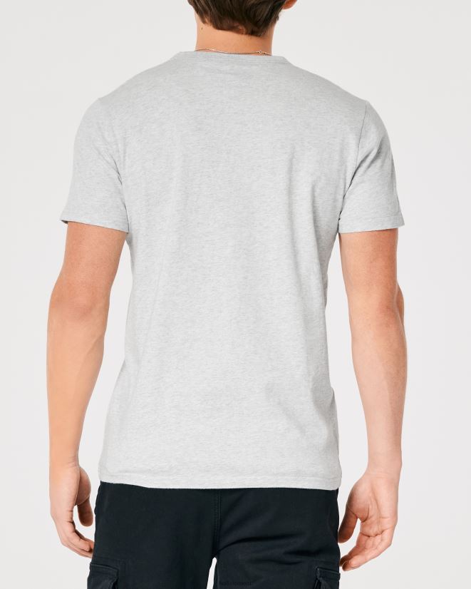 educación física Hollister playera con estampado del logo de la firma gris jaspeado claro 086N62891 hombres tapas