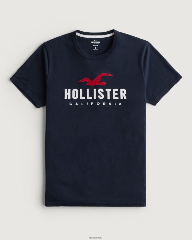 educación física Hollister playera de algodón con logo gráfico Armada 086N62944 hombres tapas