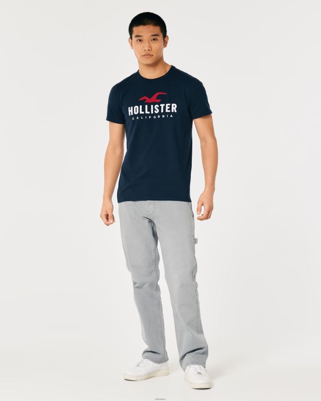 educación física Hollister playera de algodón con logo gráfico Armada 086N62944 hombres tapas
