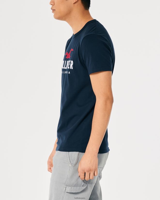 educación física Hollister playera de algodón con logo gráfico Armada 086N62944 hombres tapas