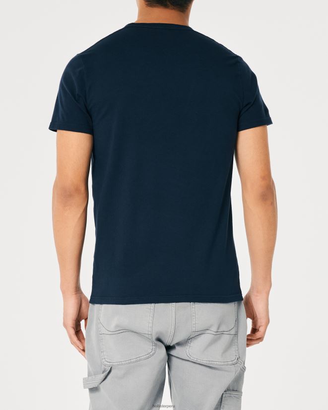 educación física Hollister playera de algodón con logo gráfico Armada 086N62944 hombres tapas