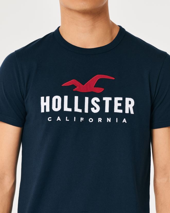 educación física Hollister playera de algodón con logo gráfico Armada 086N62944 hombres tapas