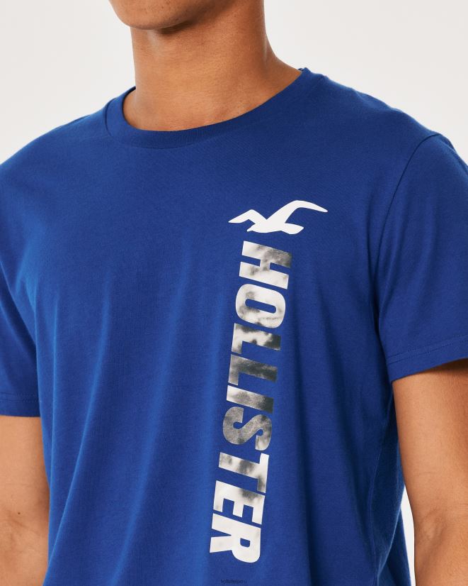 educación física Hollister playera de algodón con logo gráfico azul 086N62967 hombres tapas