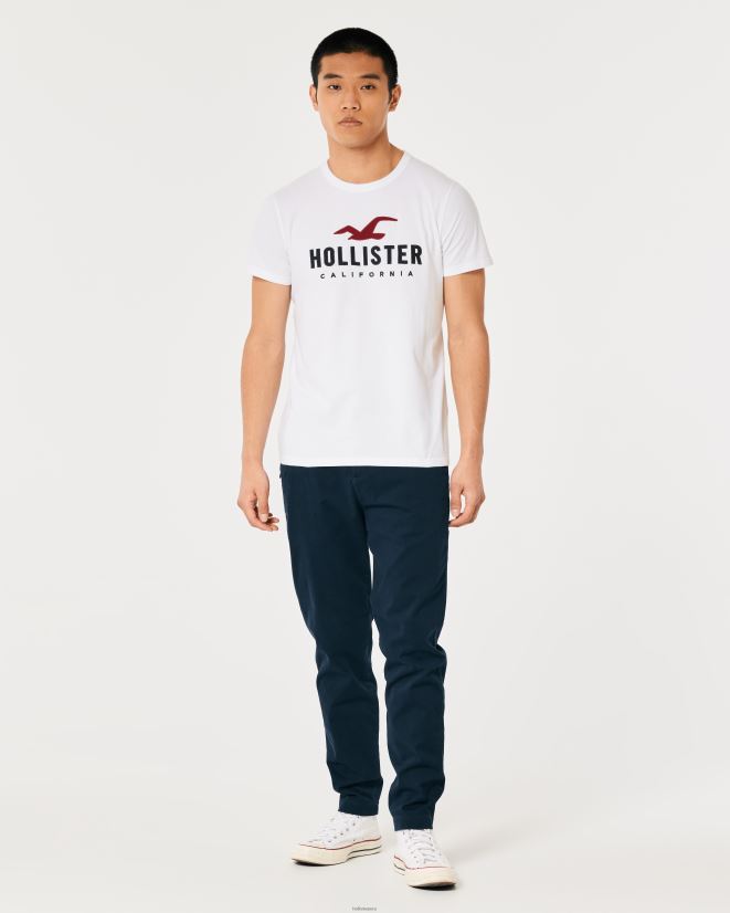educación física Hollister playera de algodón con logo gráfico blanco 086N62971 hombres tapas