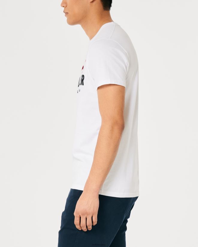 educación física Hollister playera de algodón con logo gráfico blanco 086N62971 hombres tapas