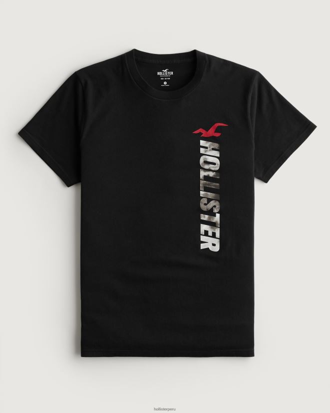 educación física Hollister playera de algodón con logo gráfico negro 086N621010 hombres tapas