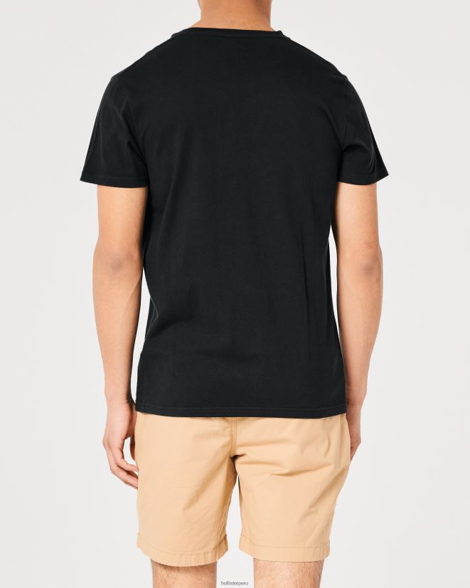 educación física Hollister playera de algodón con logo gráfico negro 086N621010 hombres tapas