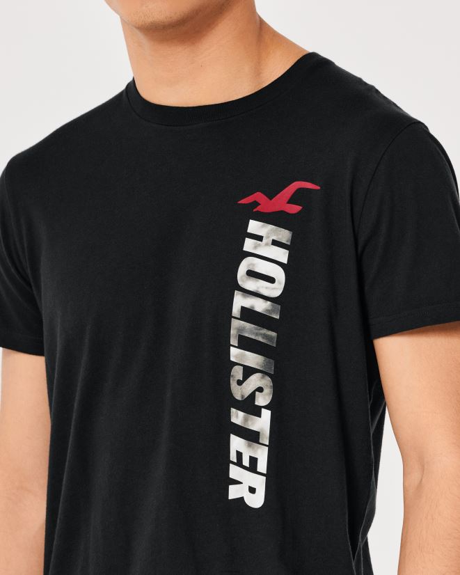 educación física Hollister playera de algodón con logo gráfico negro 086N621010 hombres tapas