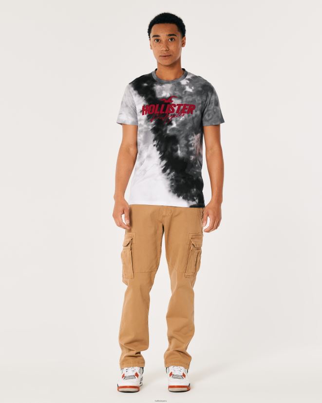 educación física Hollister playera de algodón con logo gráfico tie-dye gris 086N62974 hombres tapas