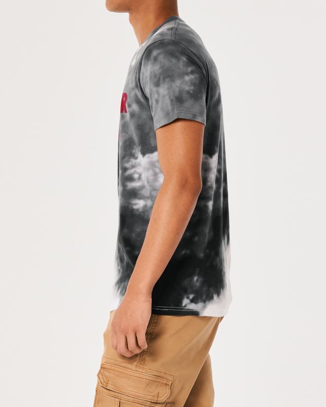 educación física Hollister playera de algodón con logo gráfico tie-dye gris 086N62974 hombres tapas