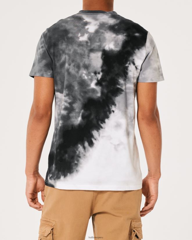 educación física Hollister playera de algodón con logo gráfico tie-dye gris 086N62974 hombres tapas