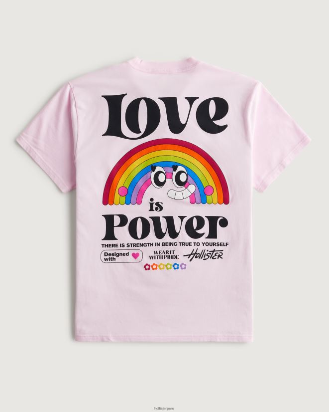 educación física Hollister playera orgullosa con logo relajado rosa 086N62888 hombres tapas