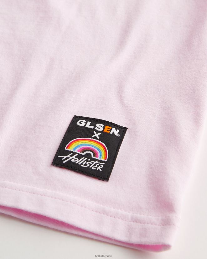 educación física Hollister playera orgullosa con logo relajado rosa 086N62888 hombres tapas