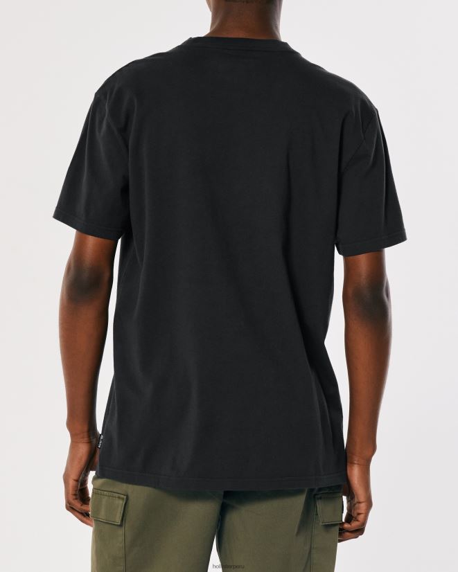 educación física Hollister playera relajada con gráfico de los Chicago Bulls de la NBA chicago negro desteñido 086N621033 hombres tapas