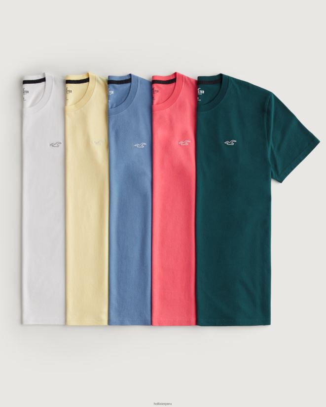 educación física Hollister Pack de 5 camisetas de algodón con icono del logo tripulación multi 5 iconos 086N62818 hombres tapas