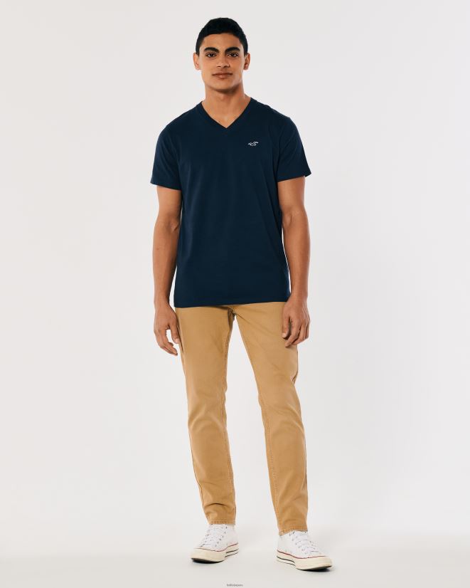 educación física Hollister camiseta con cuello de pico y logo icónico Armada 086N62931 hombres tapas