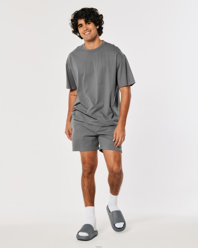 educación física Hollister camiseta extragrande con cuello redondo Active Essentials de Gilly Hicks gris oscuro 086N62977 hombres tapas