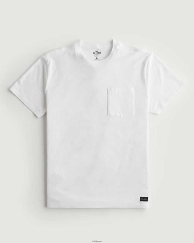 educación física Hollister camiseta holgada con bolsillos blanco 086N62932 hombres tapas