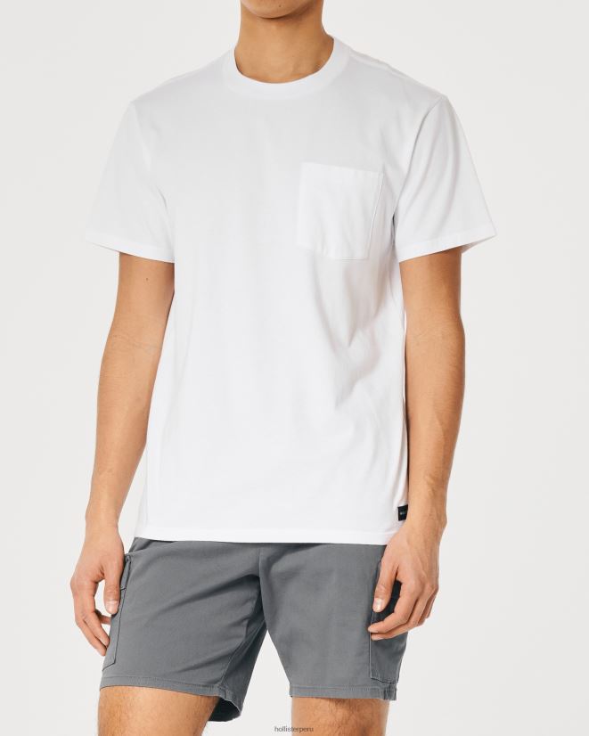 educación física Hollister camiseta holgada con bolsillos blanco 086N62932 hombres tapas