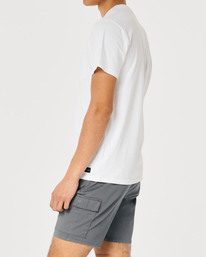educación física Hollister camiseta holgada con bolsillos blanco 086N62932 hombres tapas
