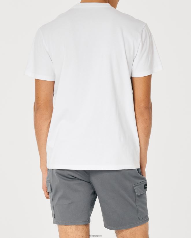educación física Hollister camiseta holgada con bolsillos blanco 086N62932 hombres tapas